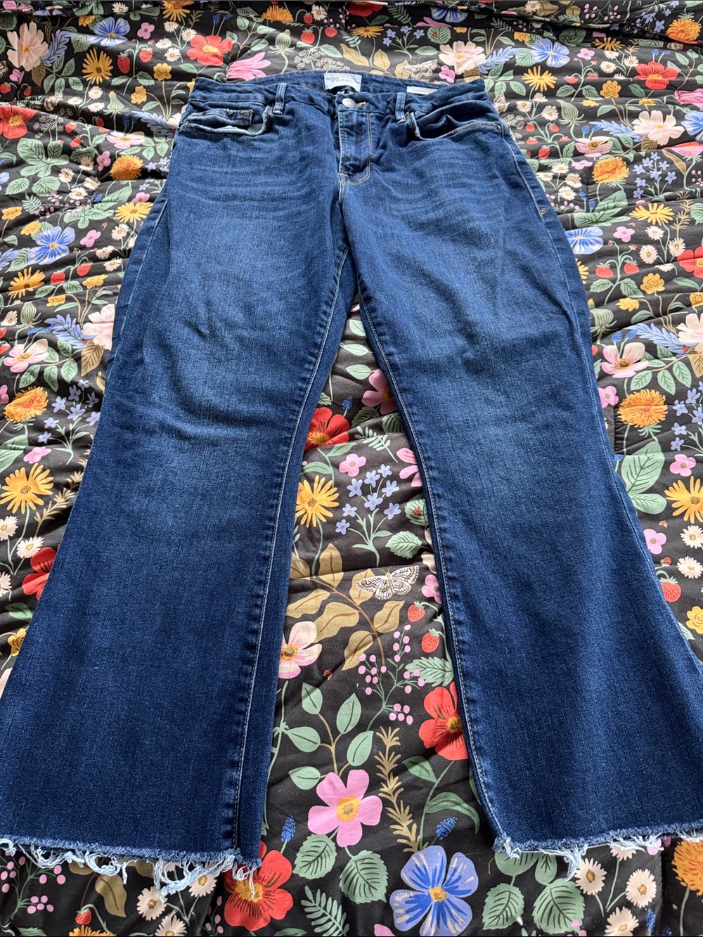 Frame Denim Dark Blue Le Crop Mini Boot Jeans
